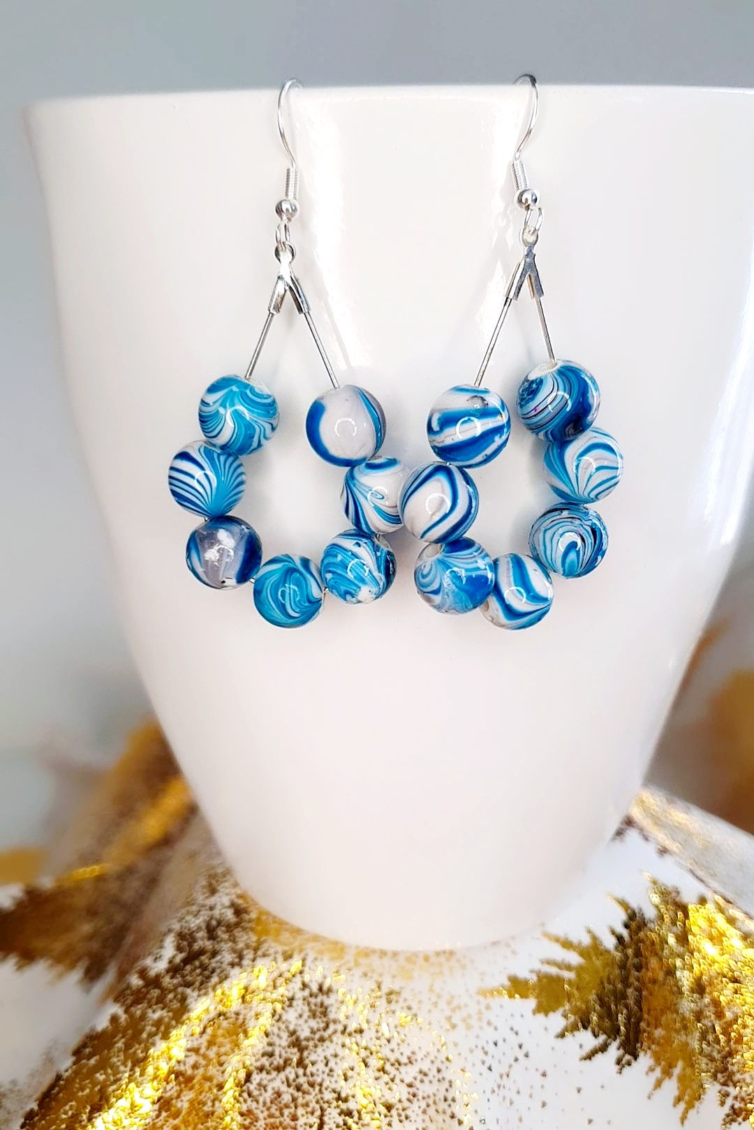 Boucles Maxi Perles Dégradé Bleu