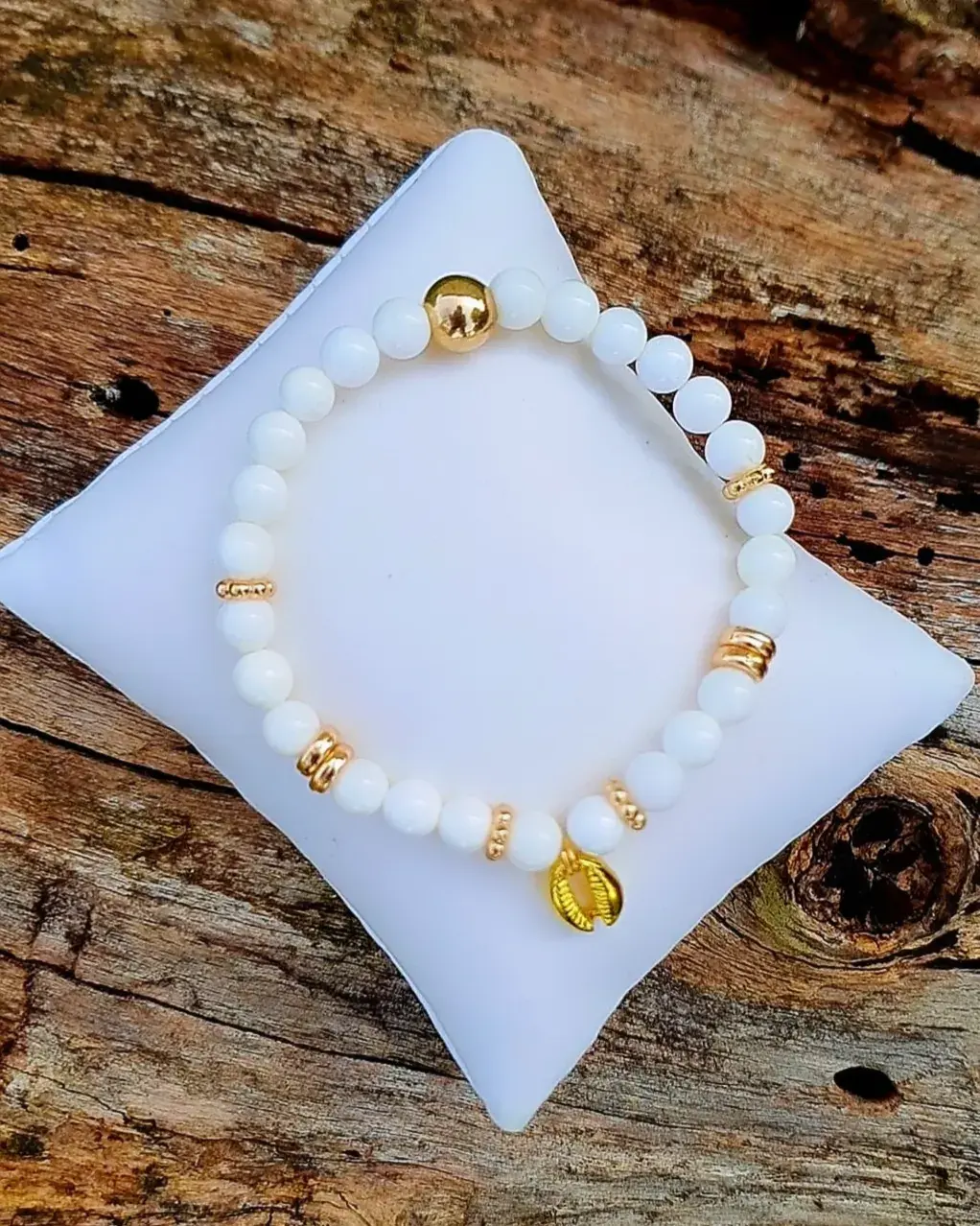 Bracelet Perles de Bénitier "Pureté-Féminité-Douceur"