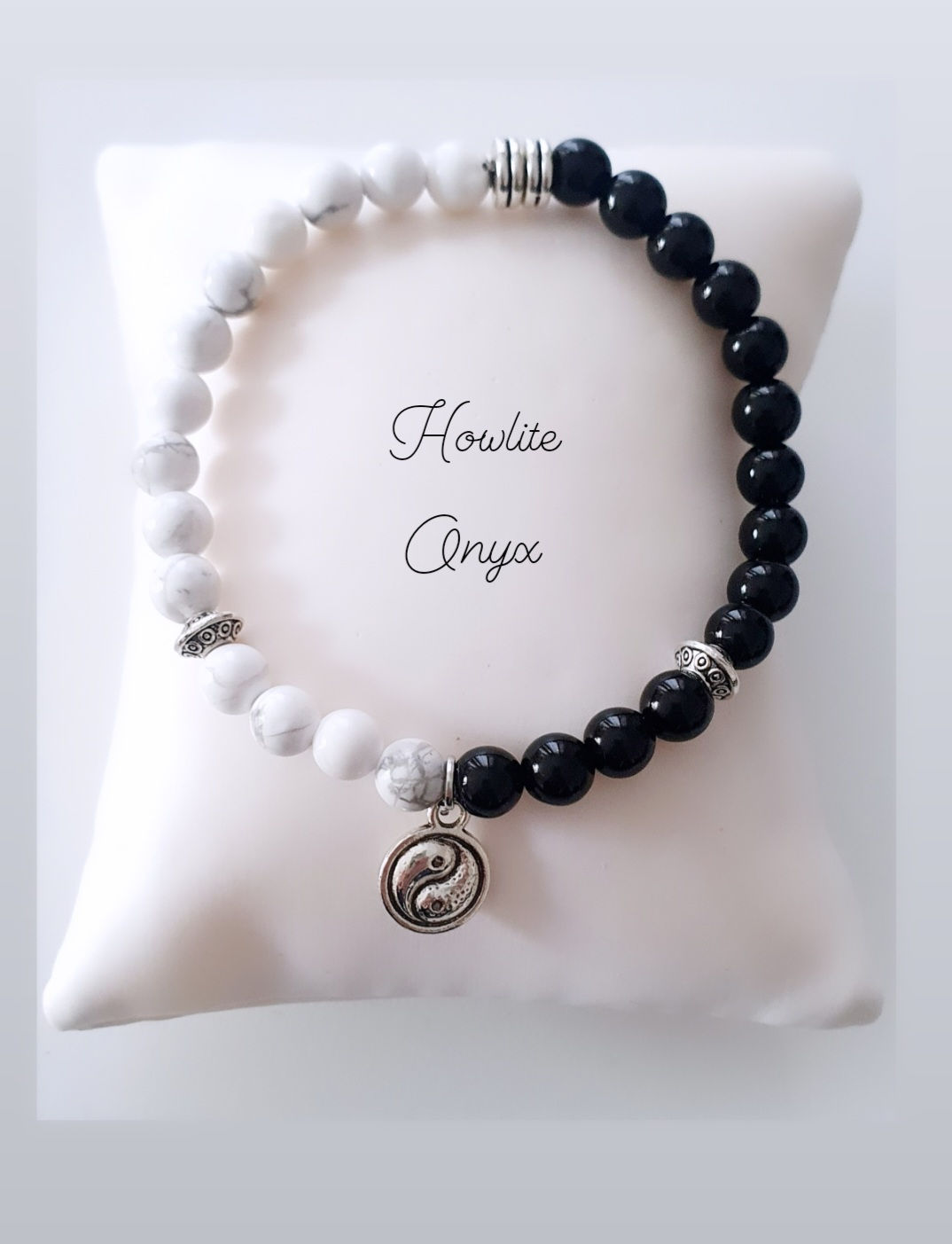 Bracelet Howlite-Onyx "Mémoire-Concentration-Logique-Sagesse"