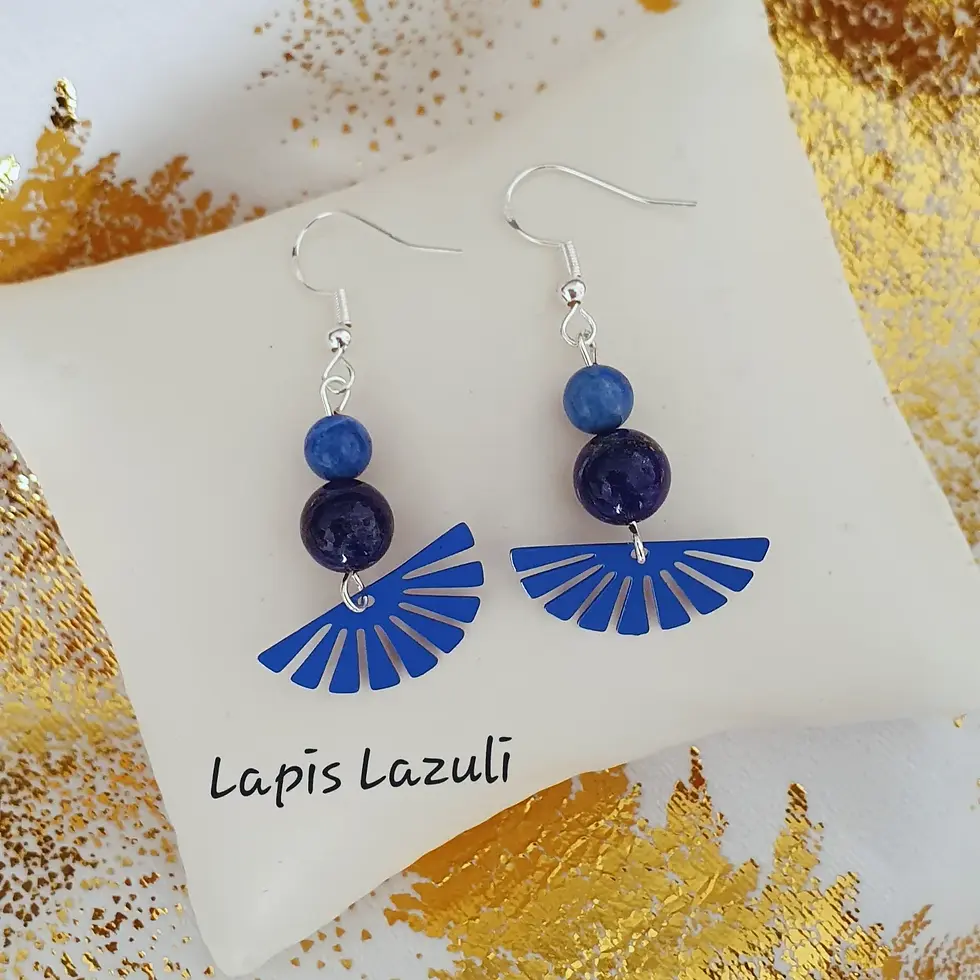 Boucles d'Oreilles Lapis Lazuli "Equilibre, Sagesse, Estime de soi"