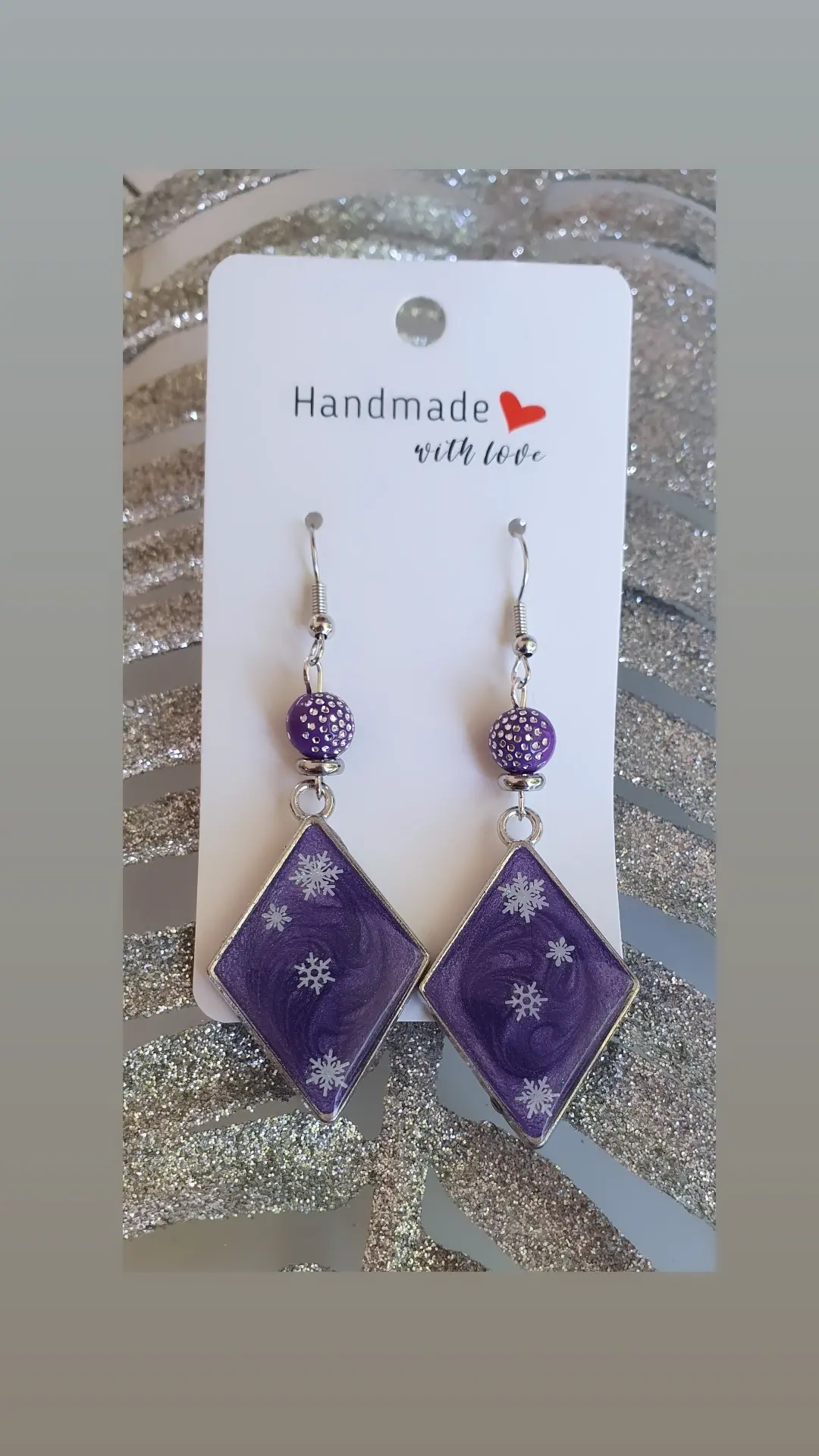 Boucles Résine Violettes et Flocons