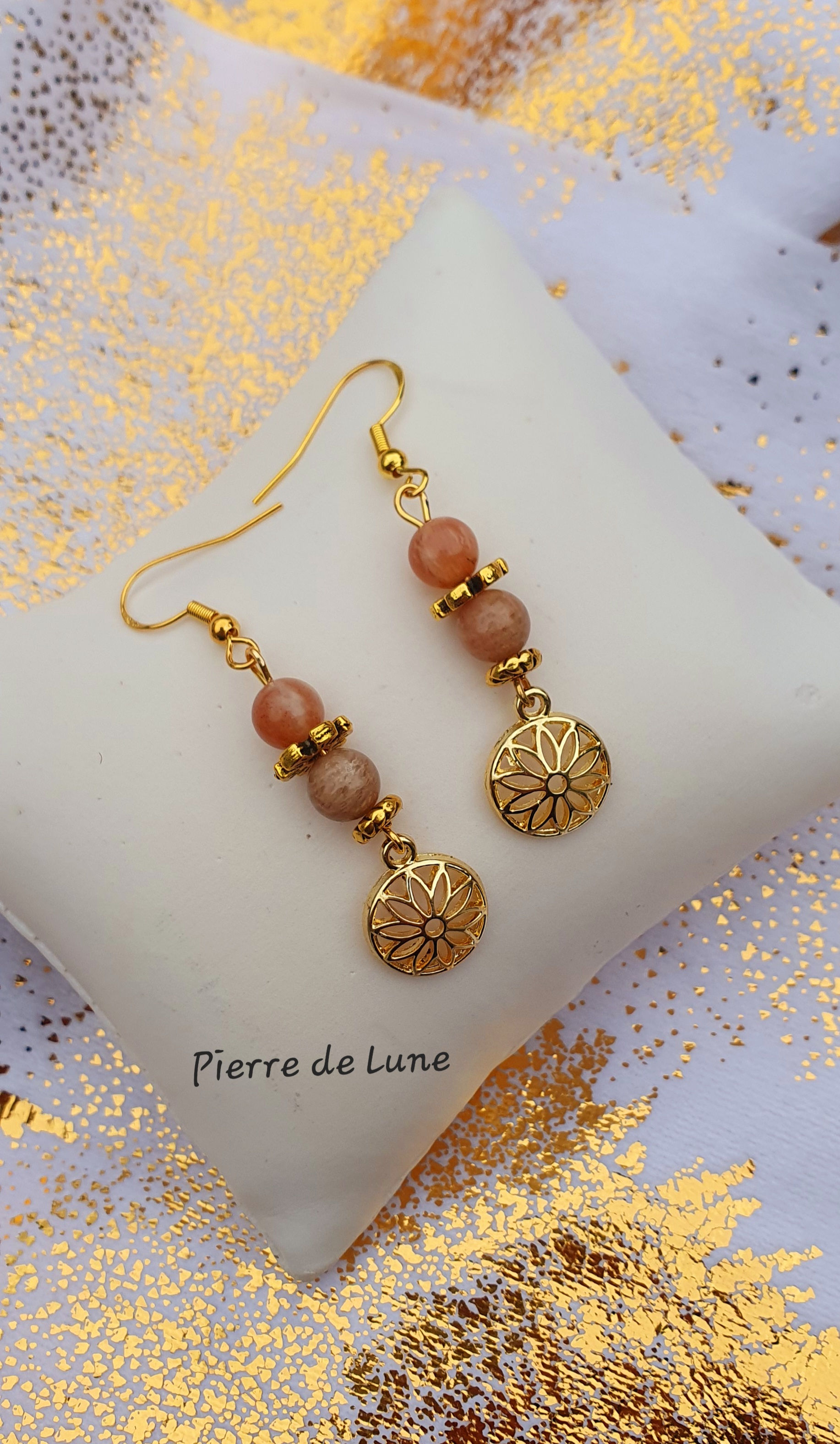 Boucles Pierre de Lune "Calme-Apaisement-Fertilité-Maternité"