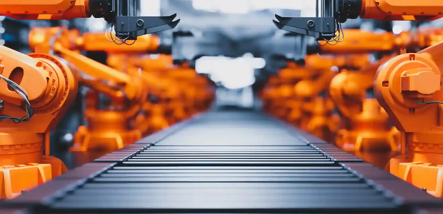 Robotarmar i modern fabrik