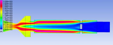 CFD of a hybrid rocket with a 4-hole diaphragm inside the CC