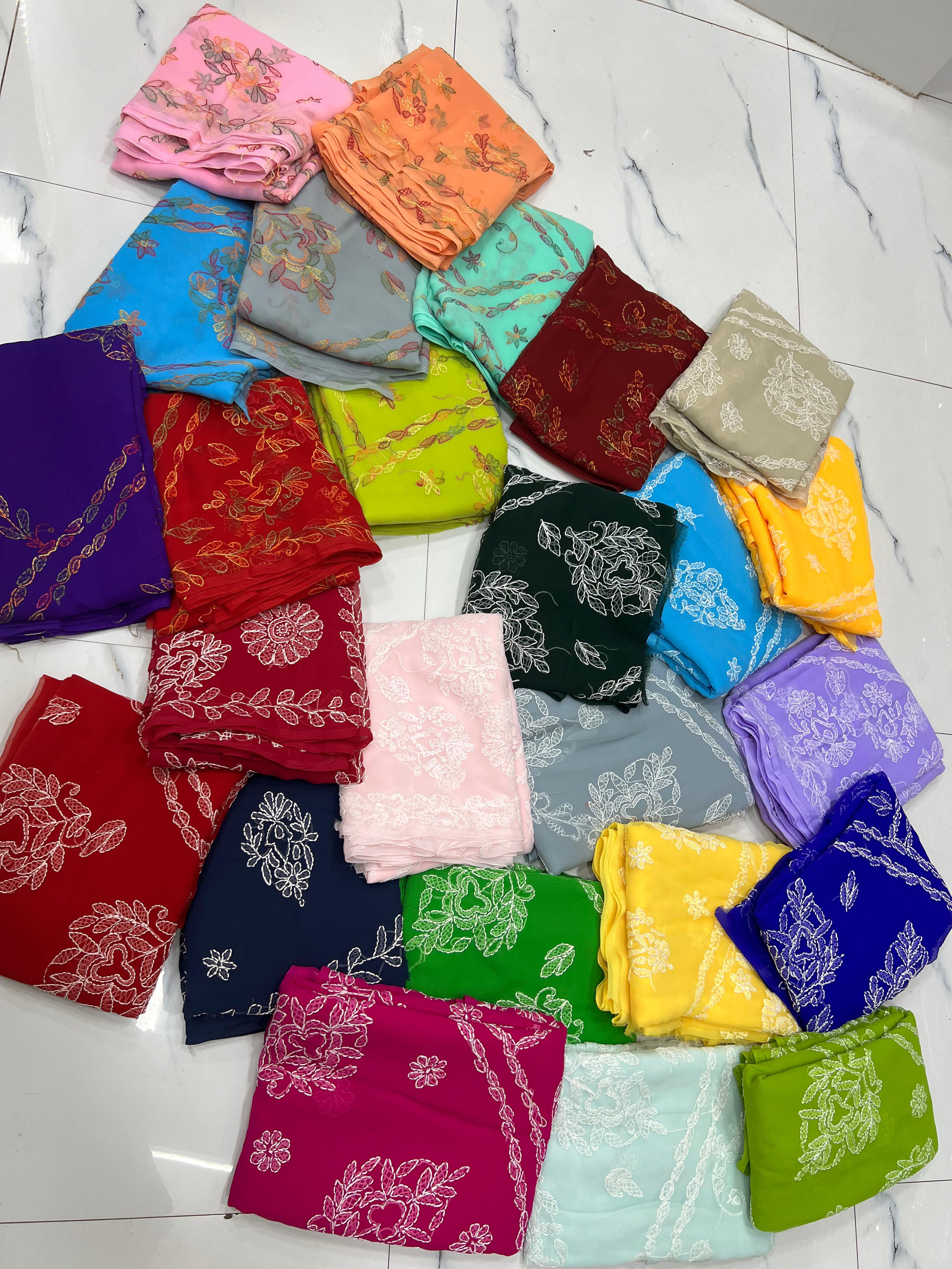 Georgette Lakhnavi Chikenkari worked Saree