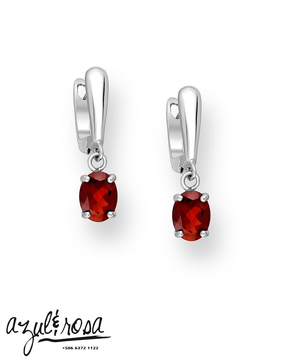 Miniatura: JUEGO DE CADENA Y ARETES PIEDRA GRANATE
