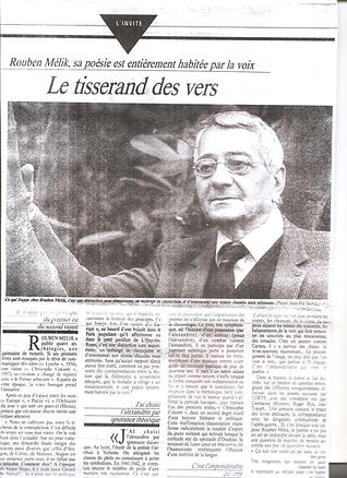 article de presse Rouben Melik tisserand des vers
