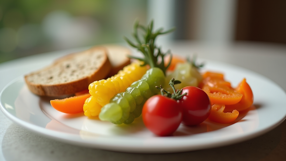Close-up view of a child’s colorful healthy meal plate
