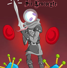 This is the cover art to the short comic, "Sir Leucocyte," a story about a brave white blood cell knight who fights against various viruses to protect his kingdom, the Body.