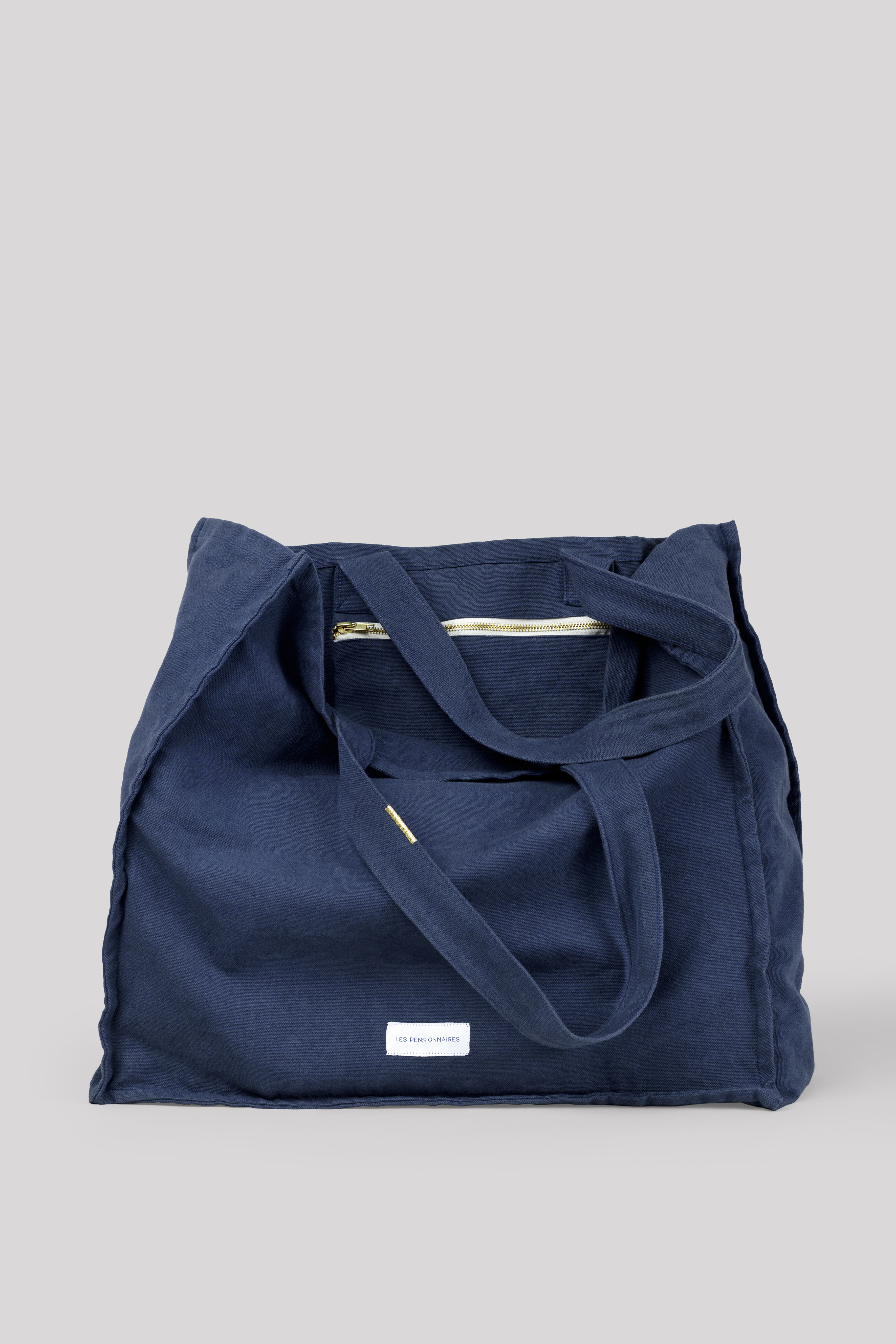 Large tote bag bio cotton 'Bleu orage'