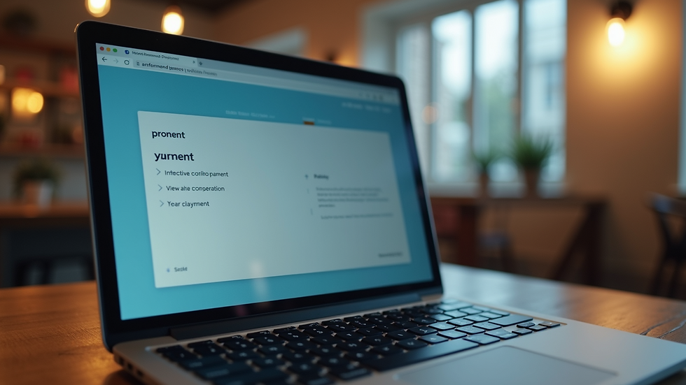 Close-up view of a laptop screen showing online payment options