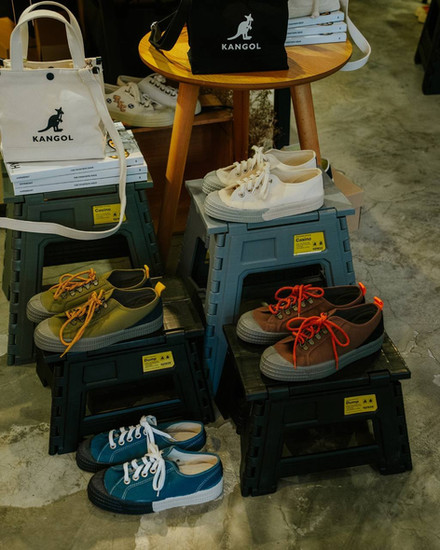 sneakers and footwear and kangol bag display inside goodluck bunch store singapore