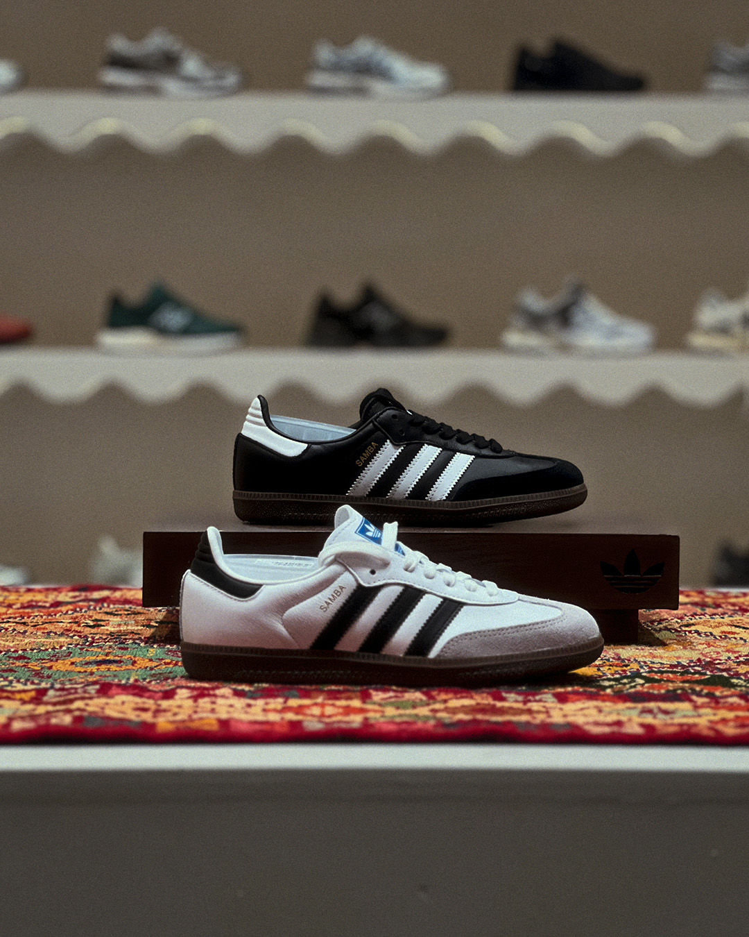 black and white SAMBA OGs in crossover flagship store malaysia on display