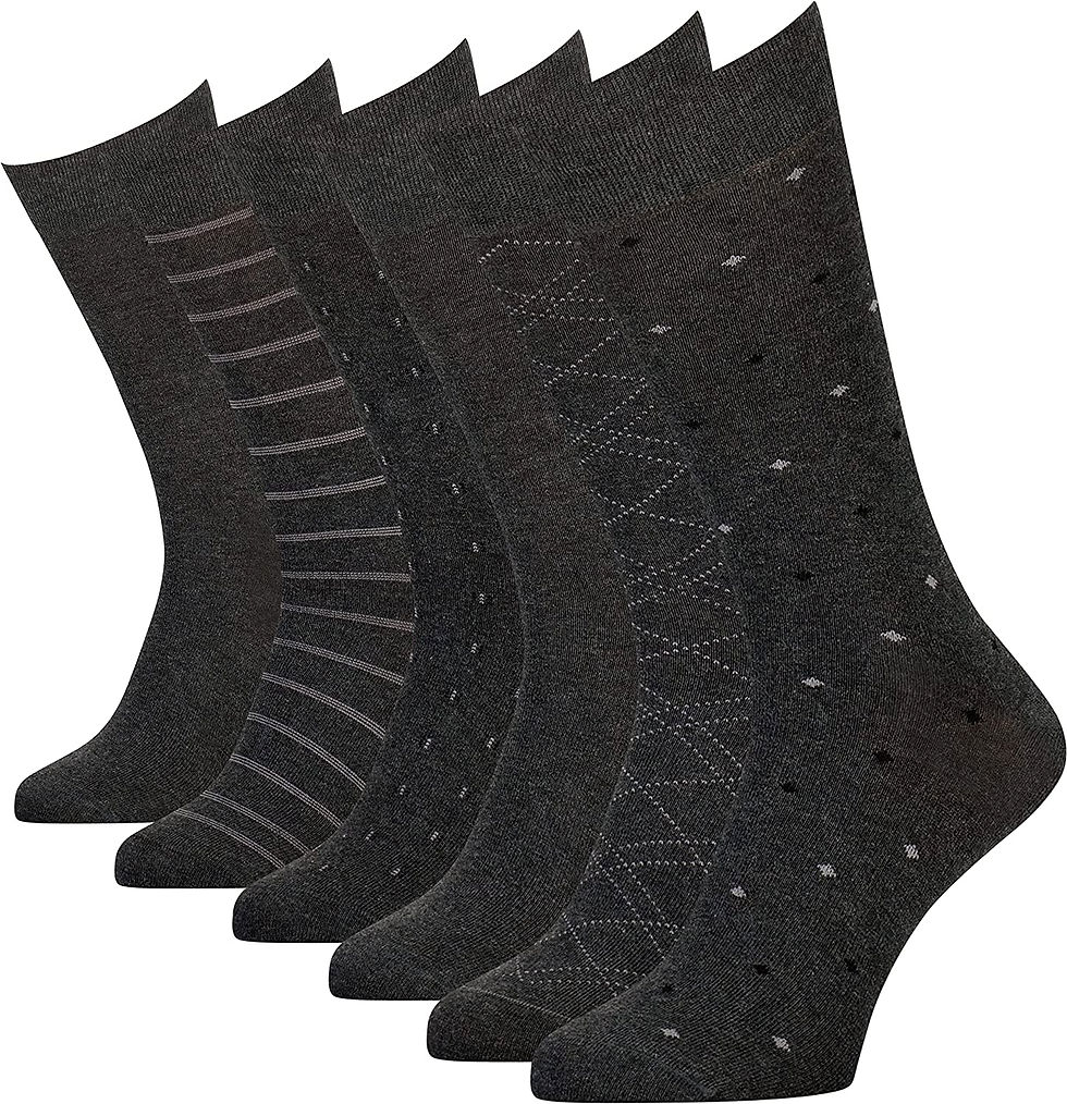 Thumbnail: Easton Marlowe Mens Dress Socks 6 Pair Combed Cotton Classic Patterns No Seam C