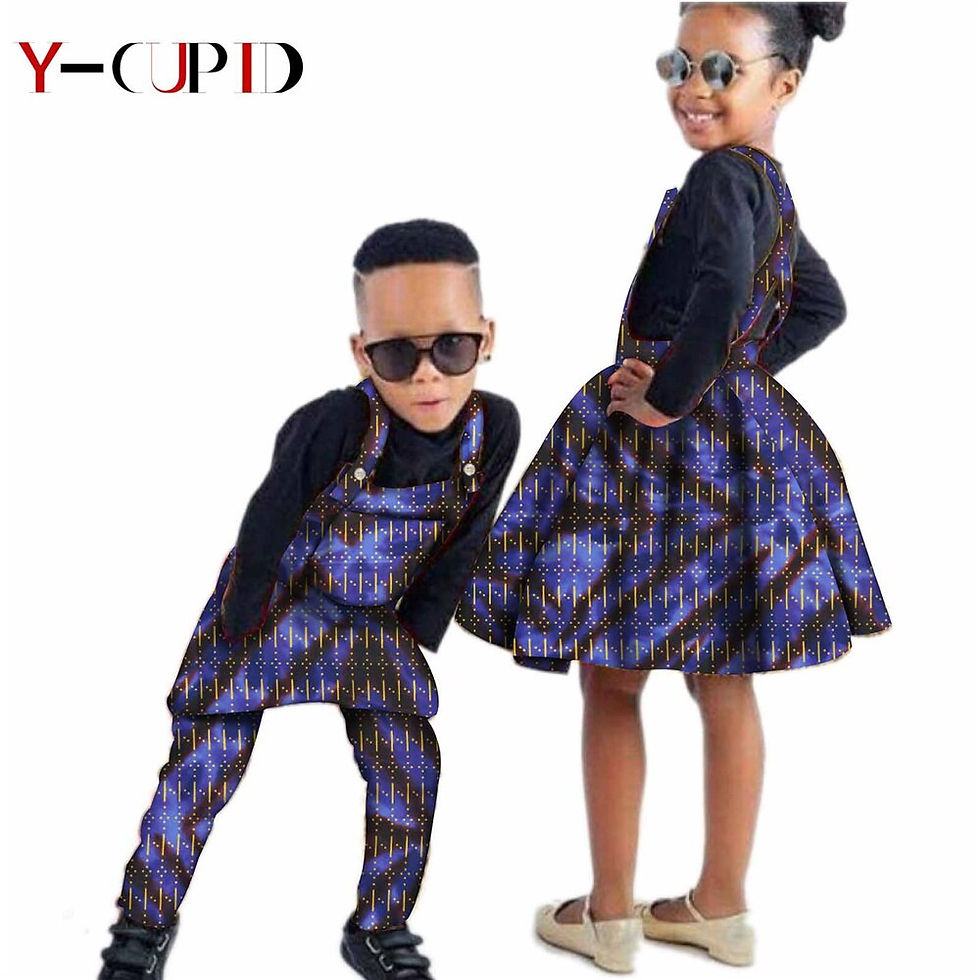Thumbnail: African Clothes for Kids Bazin Riche Boys Ankara Outfits Jumpsuit Bib Overalls 