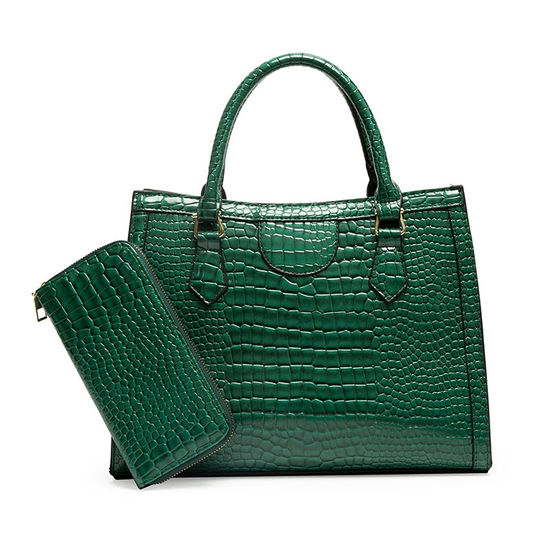 Miniature : Fashion Crocodile Pattern Handbag Women Shoulder Bags Designer Luxury Brand Lea