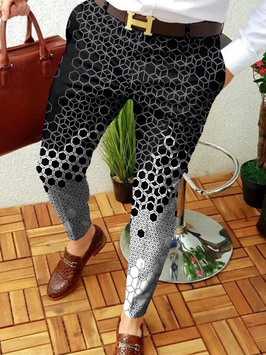 Thumbnail: 2022 Smart Casual Men's Pants Spring Autumn Fashion Print trousers Thin Mid Wai