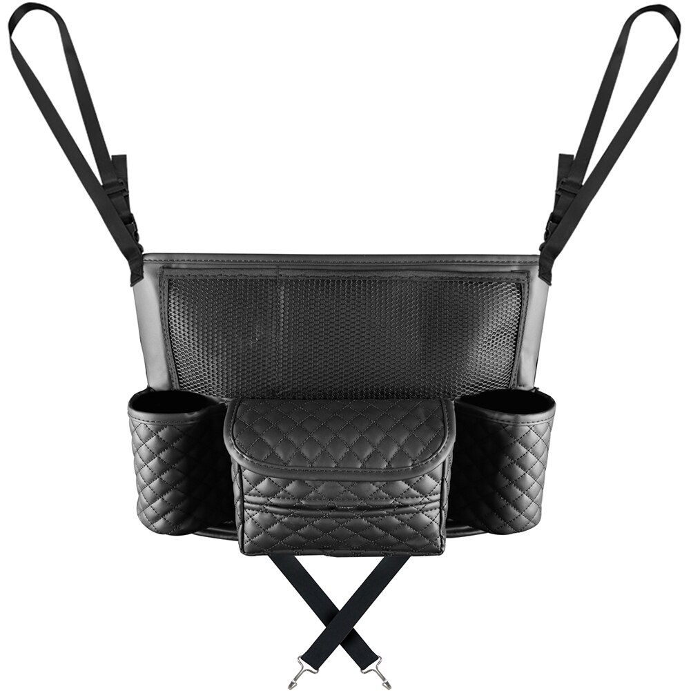 Car Seat Storage Bag PU Leather Auto Seat Middle Box Hanging Pocket For Stowing