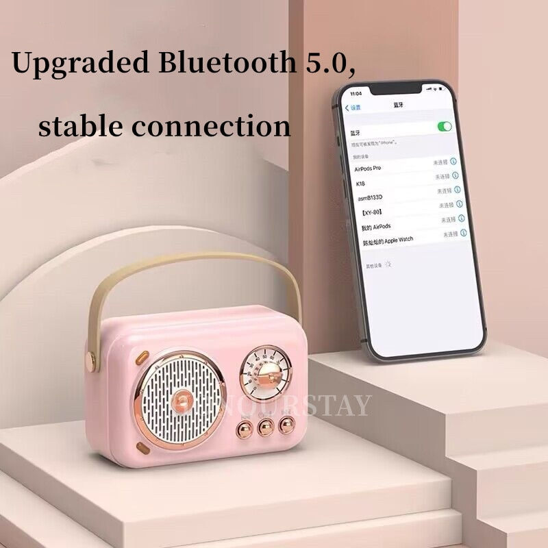 Thumbnail: Mini Outdoor Karaoke Bluetooth Speaker Portable With Wireless Microphone Card S