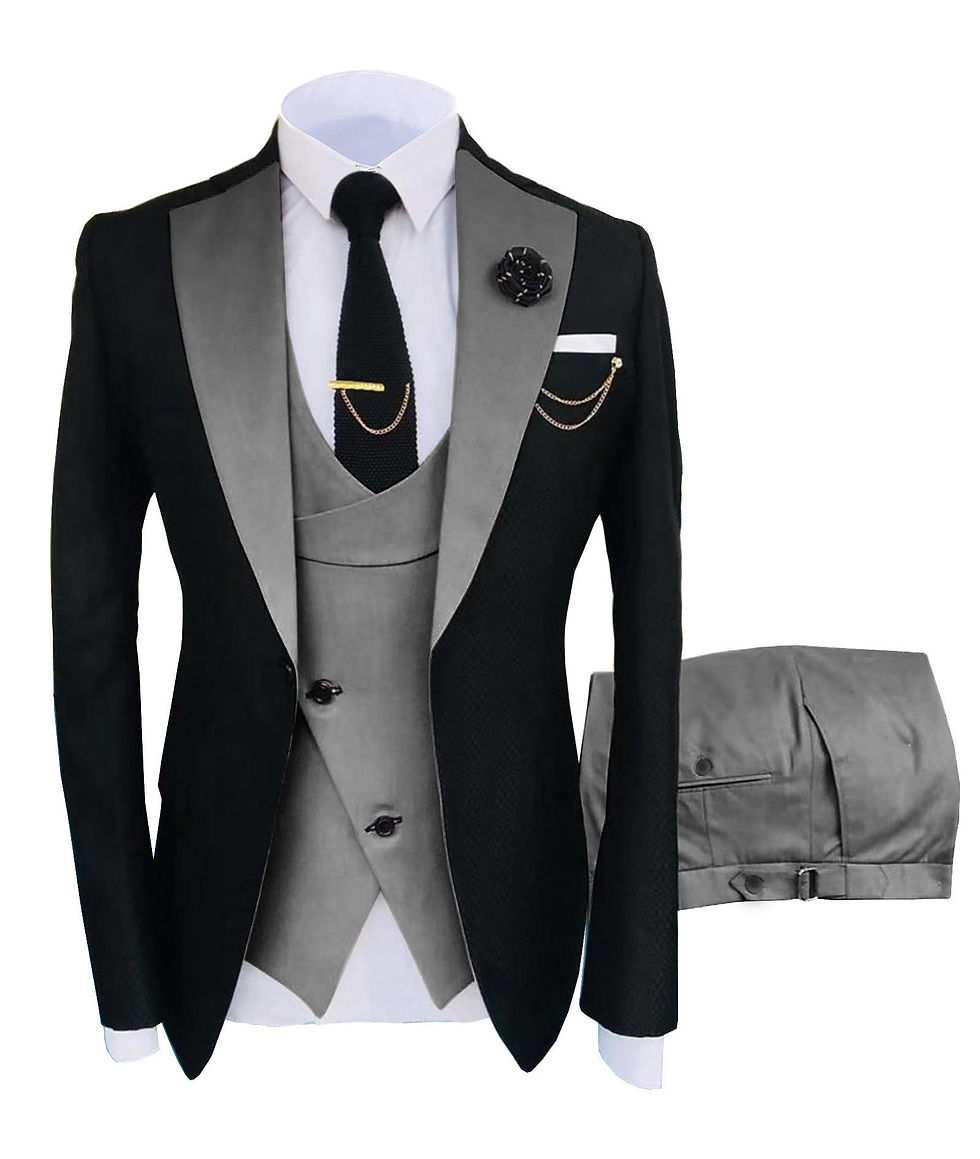 Thumbnail: Two-color Men Suits 3 Pieces Tailored Best Man Groom Wedding Tuxedo Slim Fit Ja
