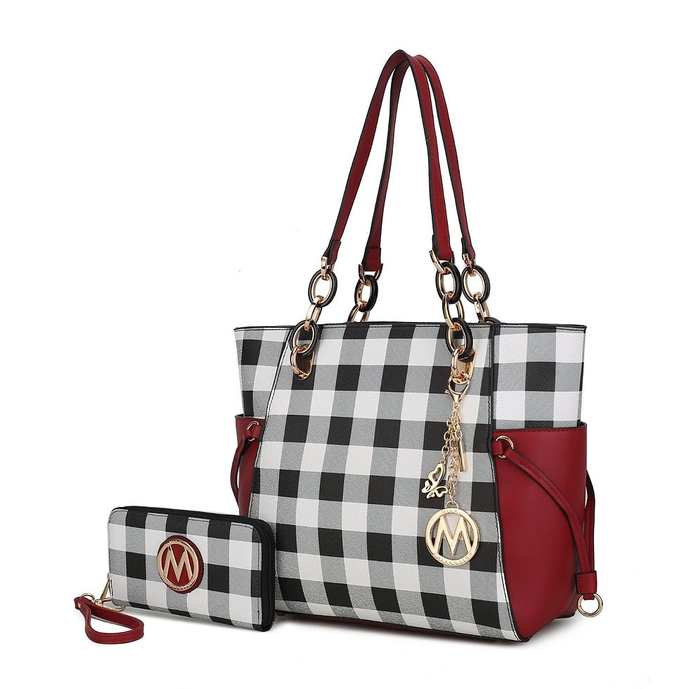 Miniatura: MKF Collection Yale Checkered Tote Handbag with Wallet by Mia K.