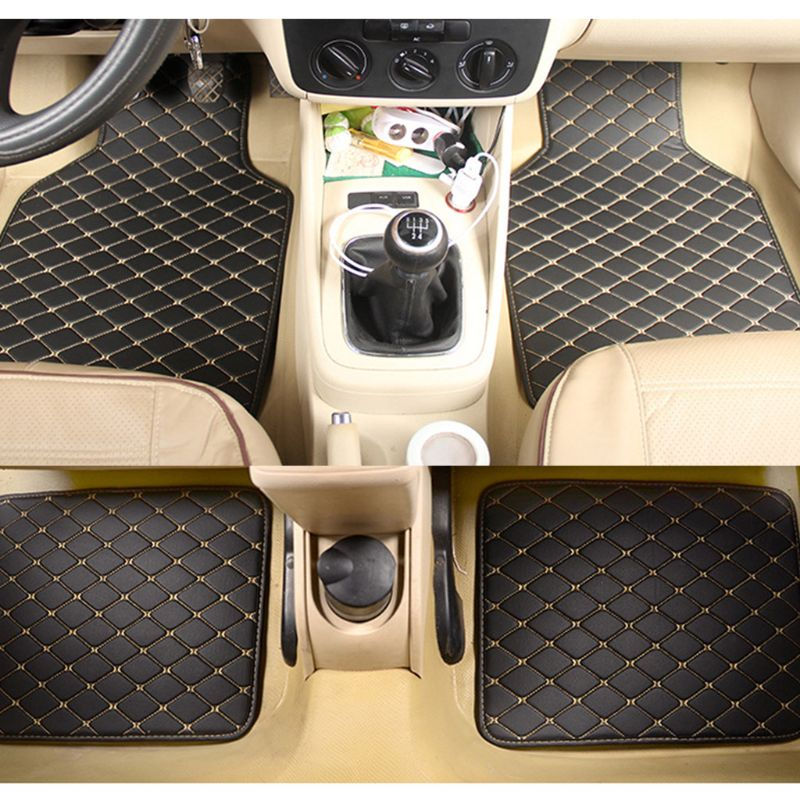 Miniature : 4Pcs All Weather PU Leather Car Floor Mats Floor Mats Automotive Liners for Car
