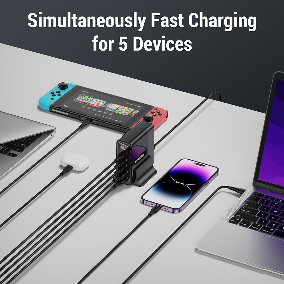 الصورة المصغرة: 5 in 1 140W GaN Desktop Charger Laptop Fast Charger Type C PPS for  Samsung USB