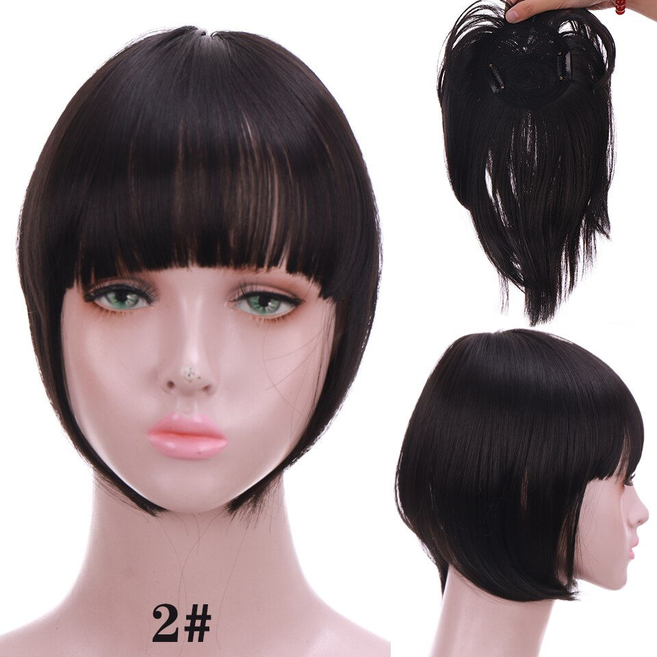 Thumbnail: LUPU Synthetic Hair, Women's Bangs, Short Hair Clips, Natural Black, Solid Color