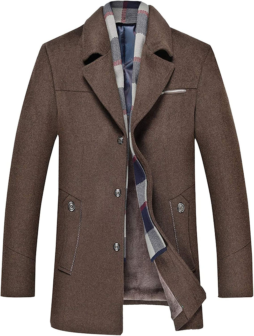 Miniatura: PRIJOUHE Men's Wool Coat Winter Coat Slim Medium Long Coats Overcoat Male