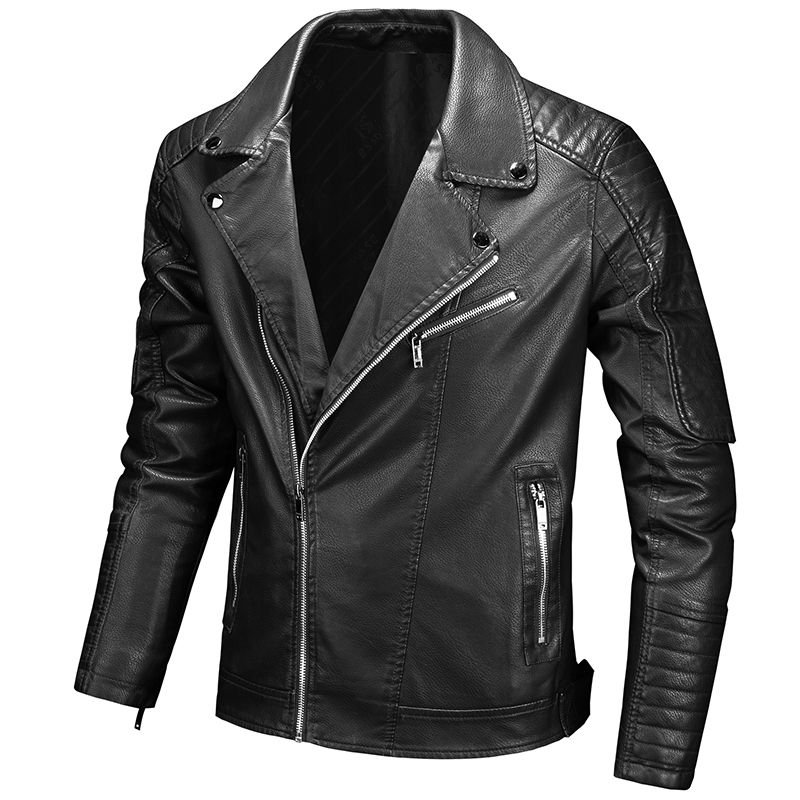 थंबनेल: Mens Winter Leather Jackets Windbreaker Male Slim Fit Biker Motorcycle
