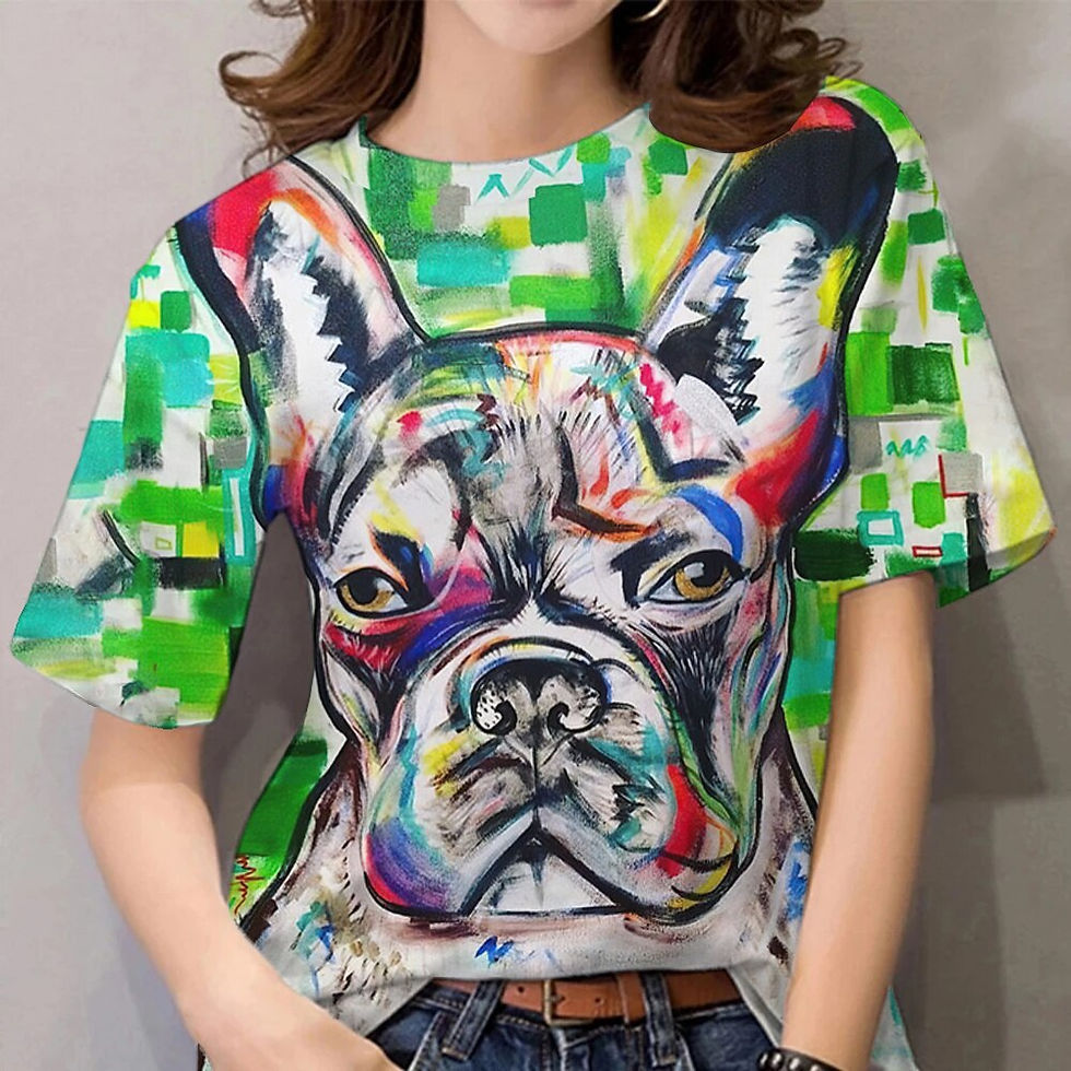 الصورة المصغرة: Women's T-shirt 3d Oil Painting Animal Ladies Clothing Fashion Street Short Sle