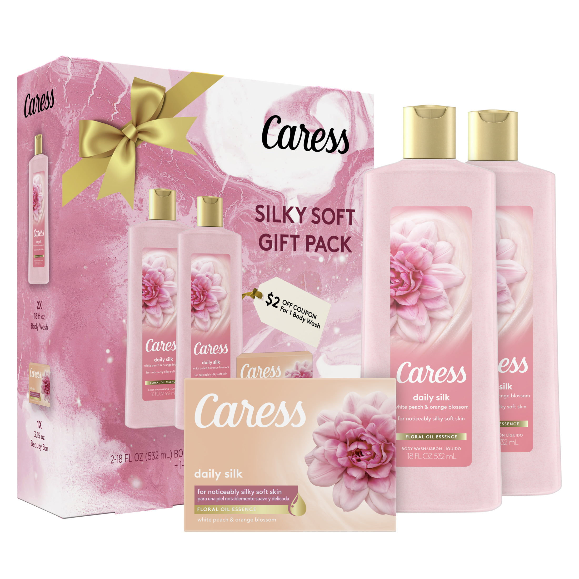 ($12 VALUE) Caress Bath and Body Gift Set Daily Silk 3 Count