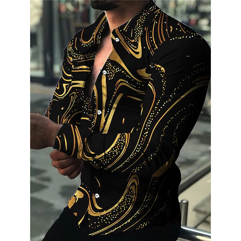 Thumbnail: Newspaper Text Art Fashion Luxury Party Evening Dress Shirt Lapel Button Down S