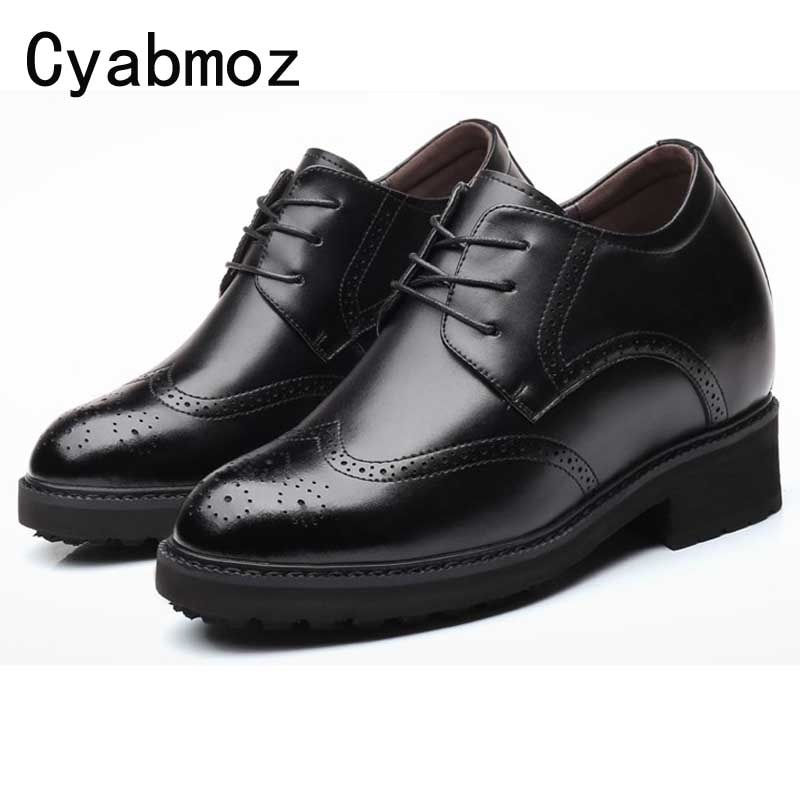 Thumbnail: 12 CM Extra High Elevator Shoes Men's Split Leather Height Increasing Casual Bu