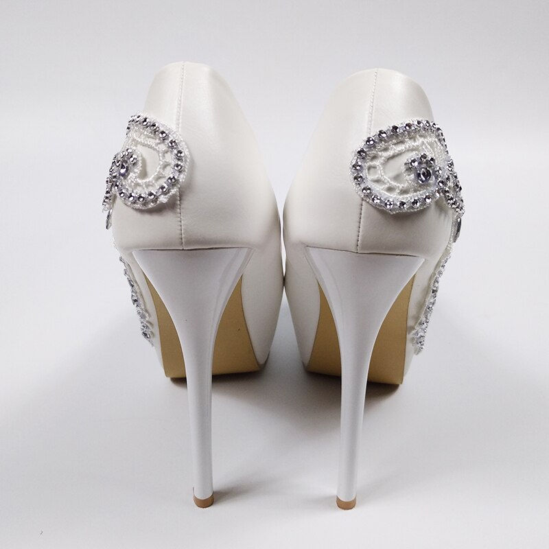 Thumbnail: Super High Heel White Flower Wedding shoes Bride Ladies high platform shoes wom