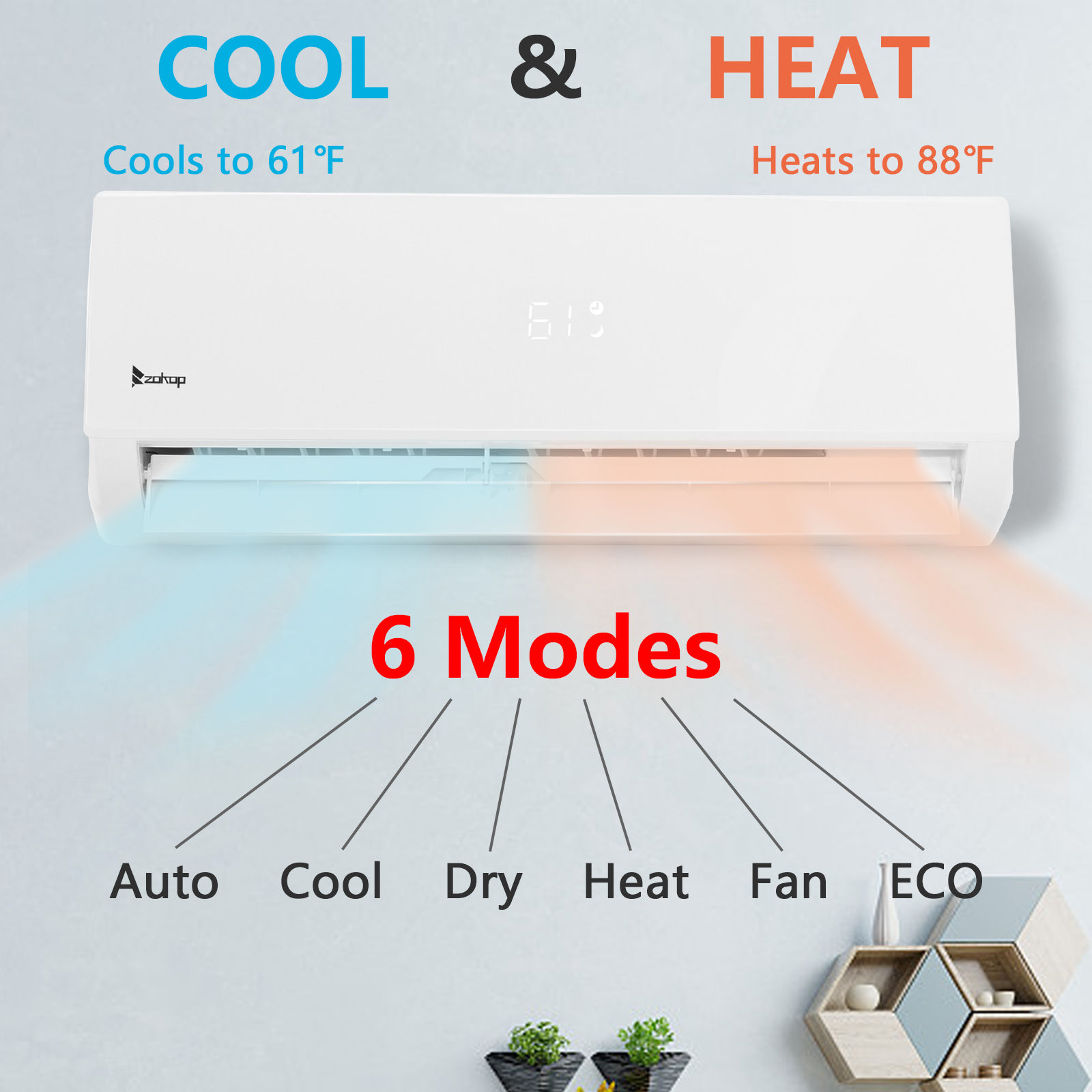 Ktaxon 12000BTU 19 Seer Smart Split Type Inverter Air Conditioners with Heating