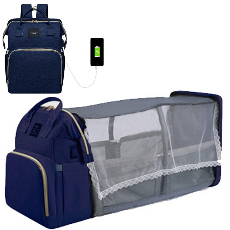 Miniature : Folding Mommy Bag Lightweight Portable Folding Crib Bed Large-capacity Baby Bac