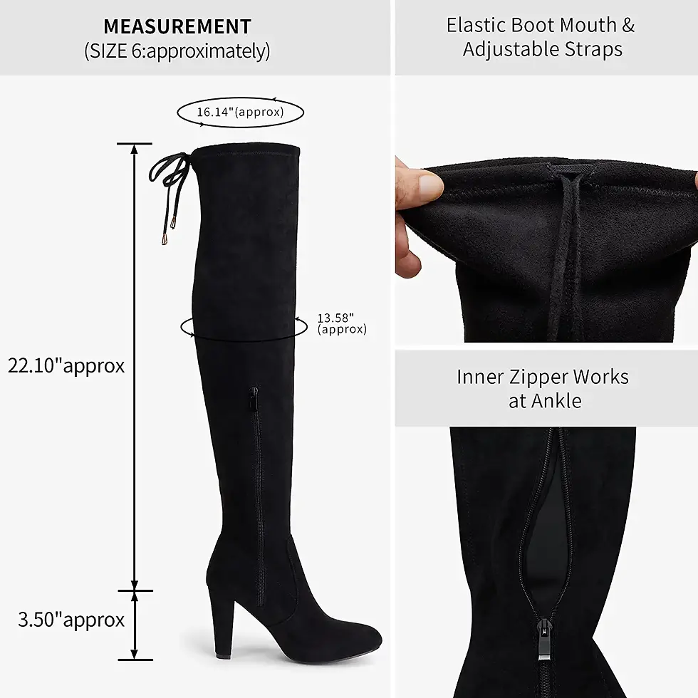Thumbnail: Vepose Women's Over The Knee High Boots 94 Fashion Suede High Chunky Heel Boots