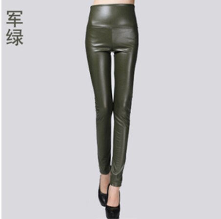 Thumbnail: PU High-waisted elastic leggings Black autumn winter new fashion fitting skinny