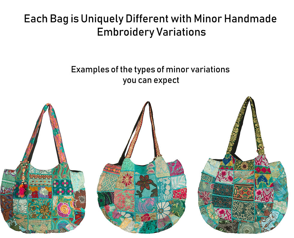 Thumbnail: TribeAzure Large Oversize Blue Canvas Shoulder Bag Handbag Unique Tote Quilt Vi