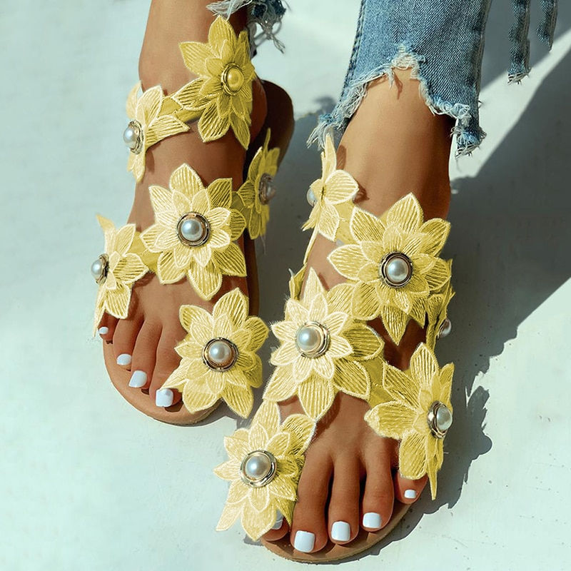 Miniature : Women Sandals Boho Style Summer Shoes For Women Flat Sandals Beach Shoes 2022 F