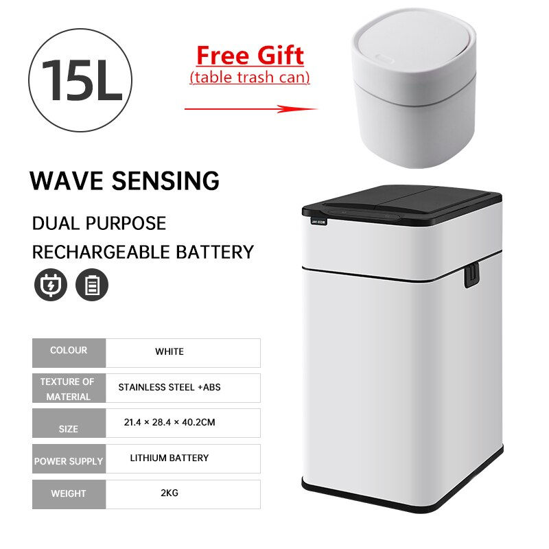 Thumbnail: Luxury Large-capacity Stainless Steel Smart Sensor Trash Can with Lid Automatic