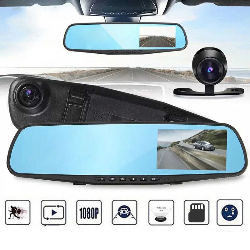 Thumbnail: Digital Video Recorder Dual Lens E-ACE Full HD 1080P Car Dvr Camera Auto 4.3 In