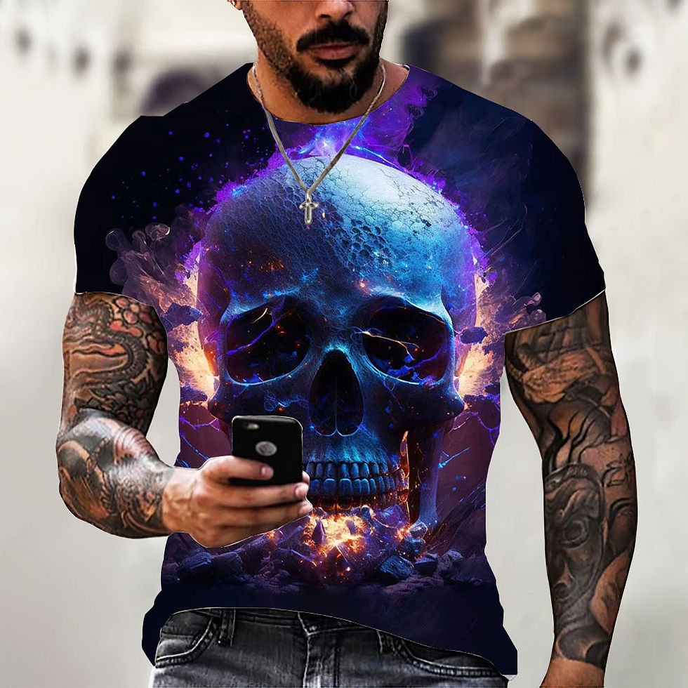 Thumbnail: 2023 Men's Skull Tshirt 3D Printed Skull Graphic T-shirts For Men Oversized Sho
