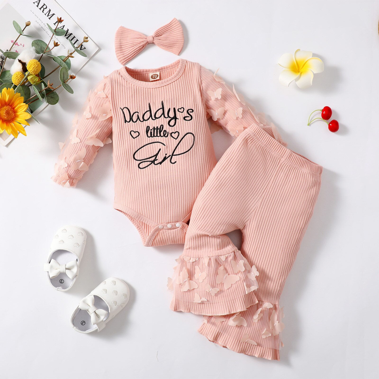3Pcs Newborn Girl Clothes Set 3 Months Baby Girl Clothes Toddler Girl Outfits B