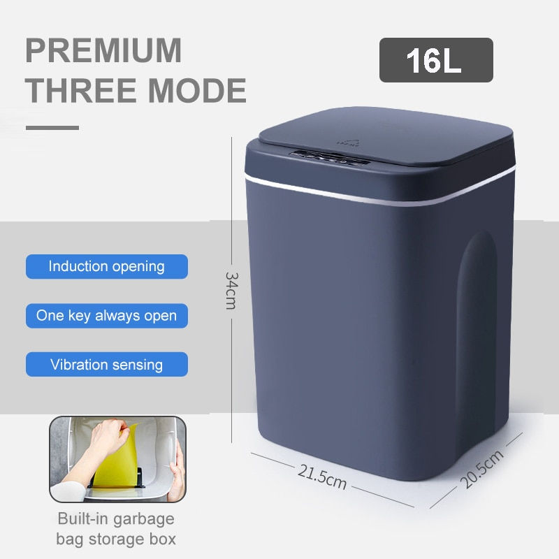 Thumbnail: 16L Smart Trash Can Dustbin Automatic Touch Bathroom Garbage Toilet Recycle Was
