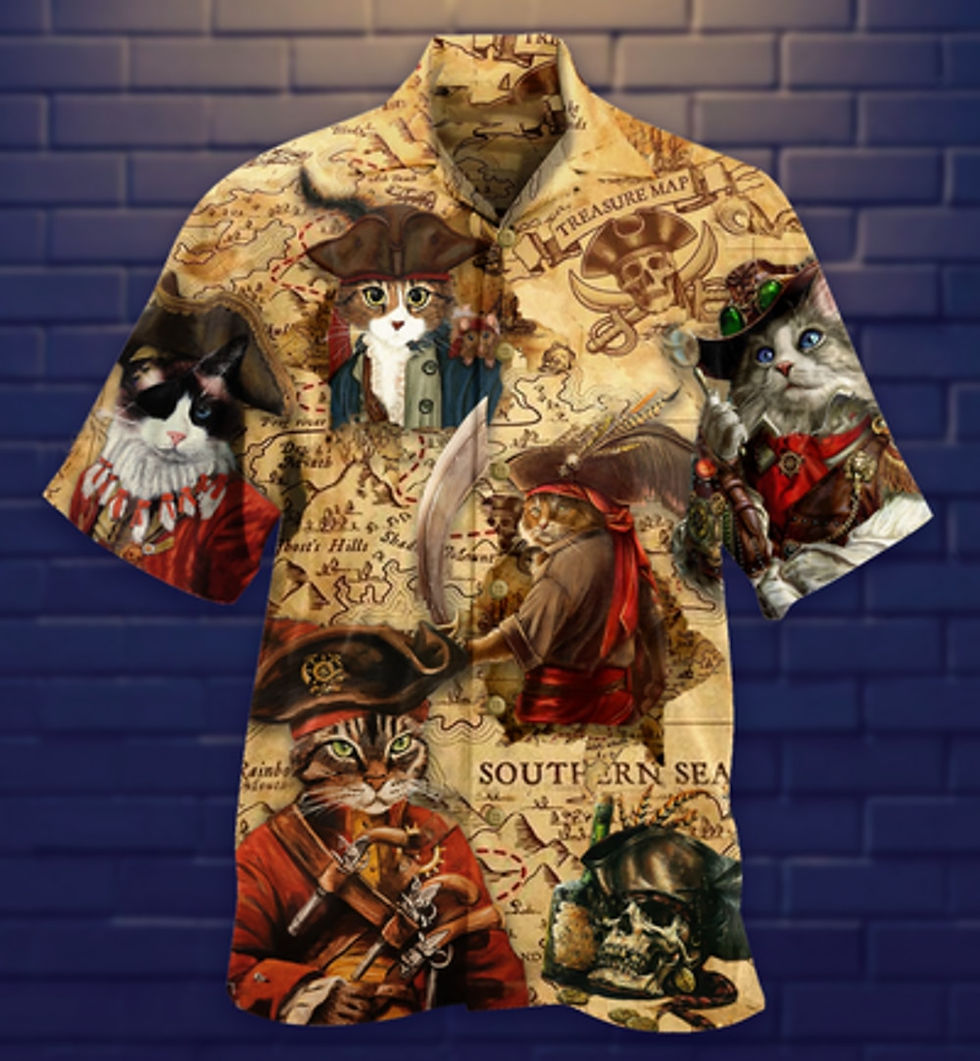 Thumbnail: 2023 Men's Beach Summer Outdoor Vintage Shirts Casual Shirts Cat Print Beach St