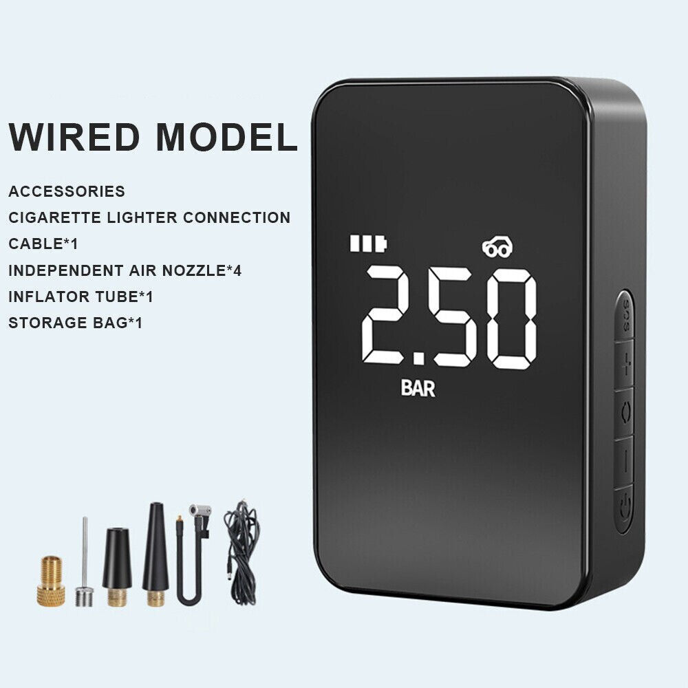 2000mAh Rechargeable Air Pump with Big Screen Electric Wireless/Wired Portable 