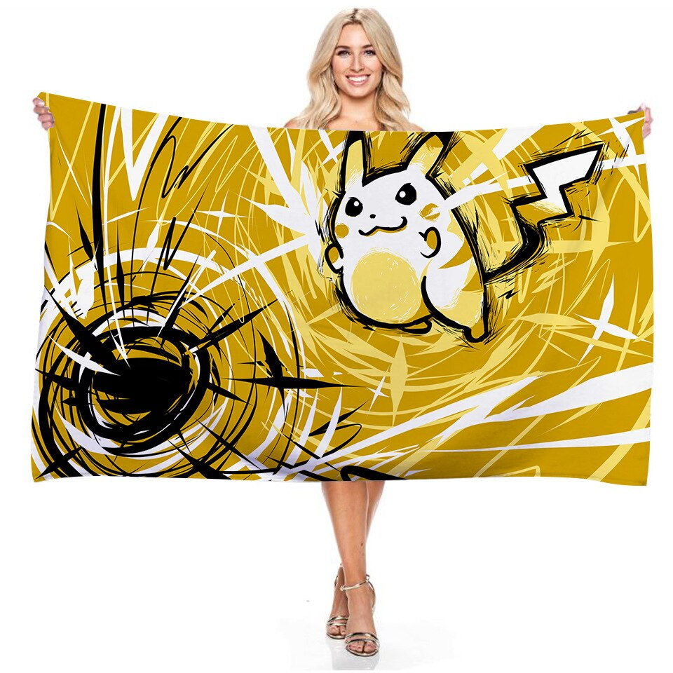 Thumbnail: Pokemon New Pikachu Raichu Children's Cartoon Bath Towel Beach Towel Couple Bat