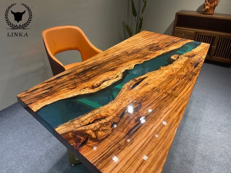 Thumbnail: Customized ebony resin solid wood slab parallelogram 197*90*5